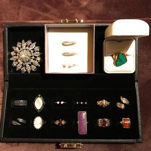 Huge Lot 16 Rings Most Never Worn Silver & Gold